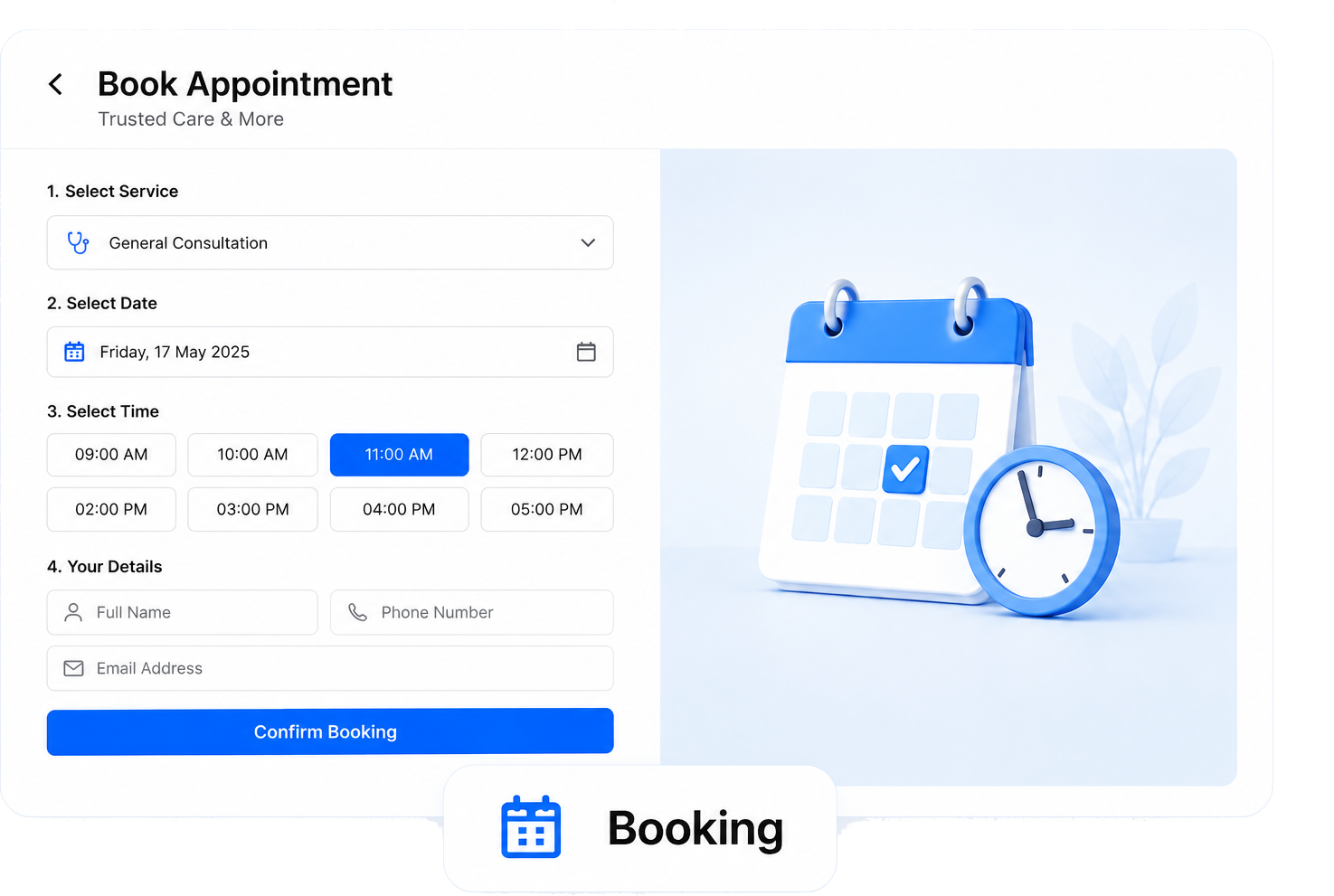 Appointment booking website preview