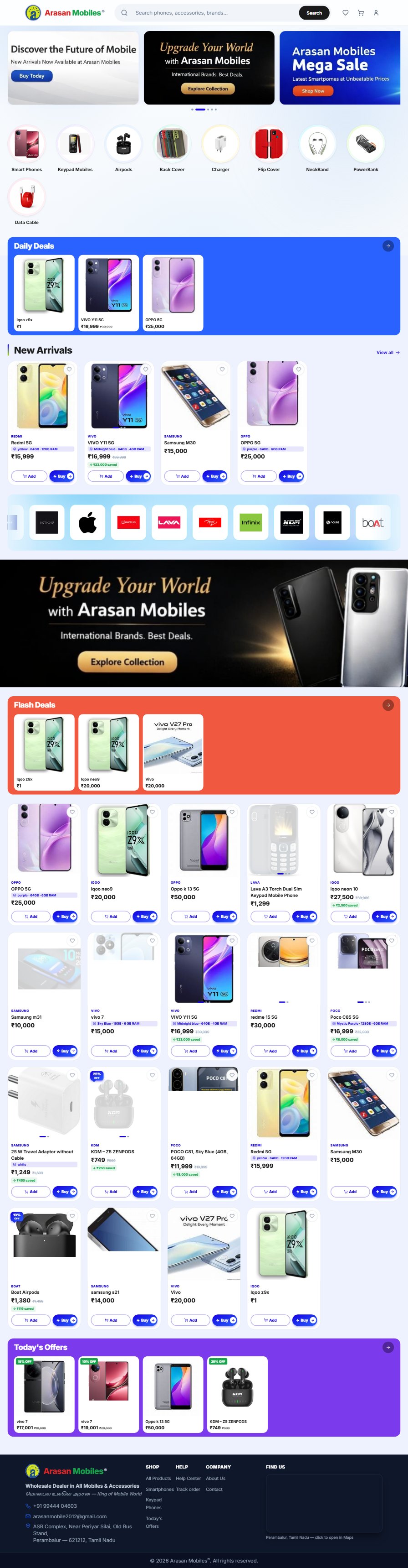 Arasan Mobiles — full site preview