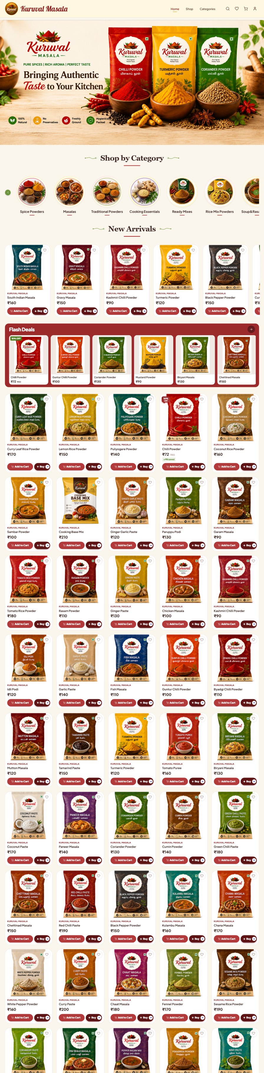 Kuruval Masala — full site preview