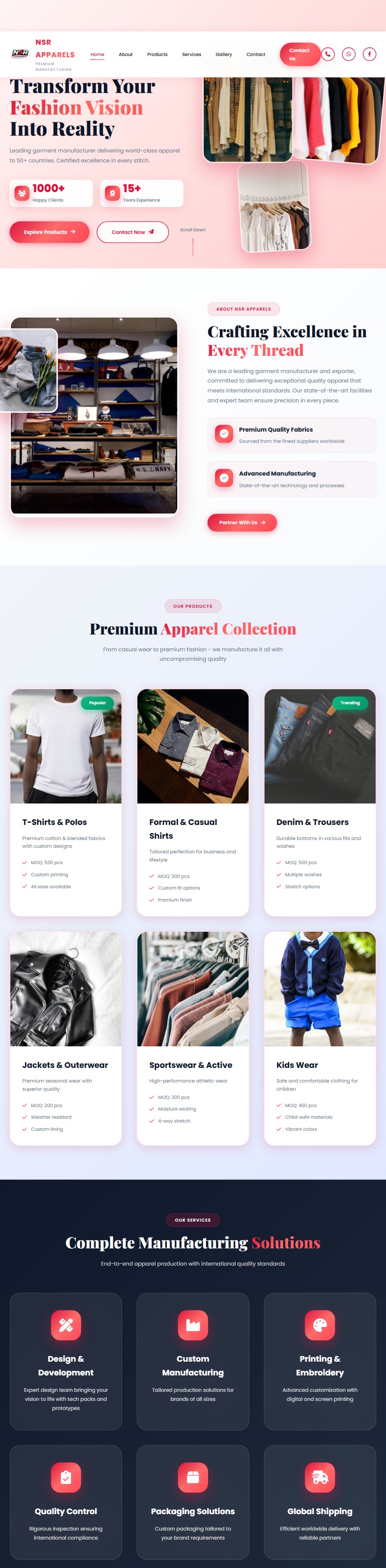 NSR Apparels — full site preview