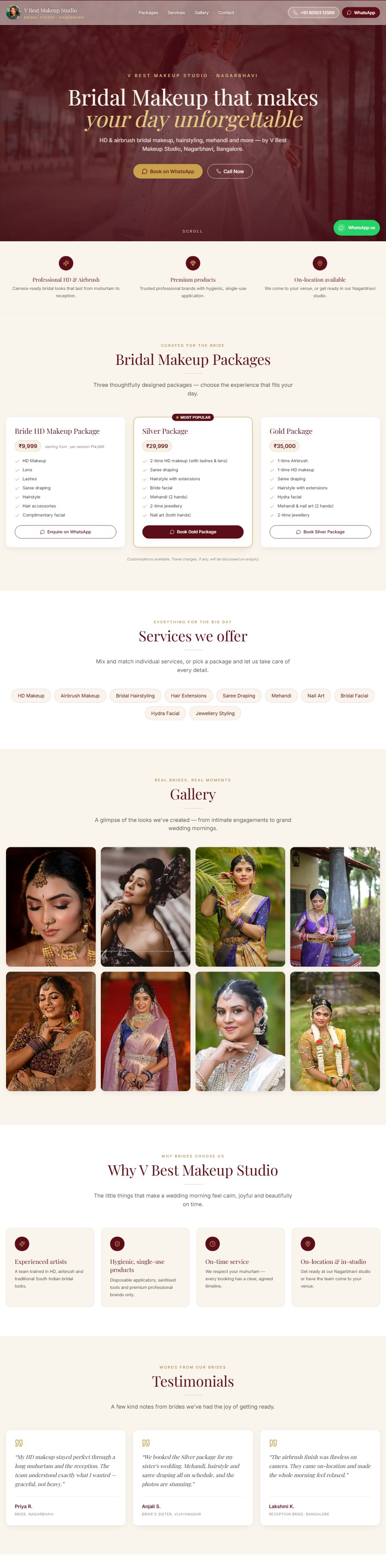 V Best Makeup Studio — full site preview